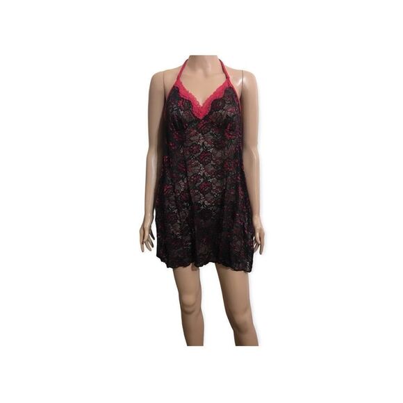Black and Red Mesh Lace Teddy Size: L - Picture 1 of 4